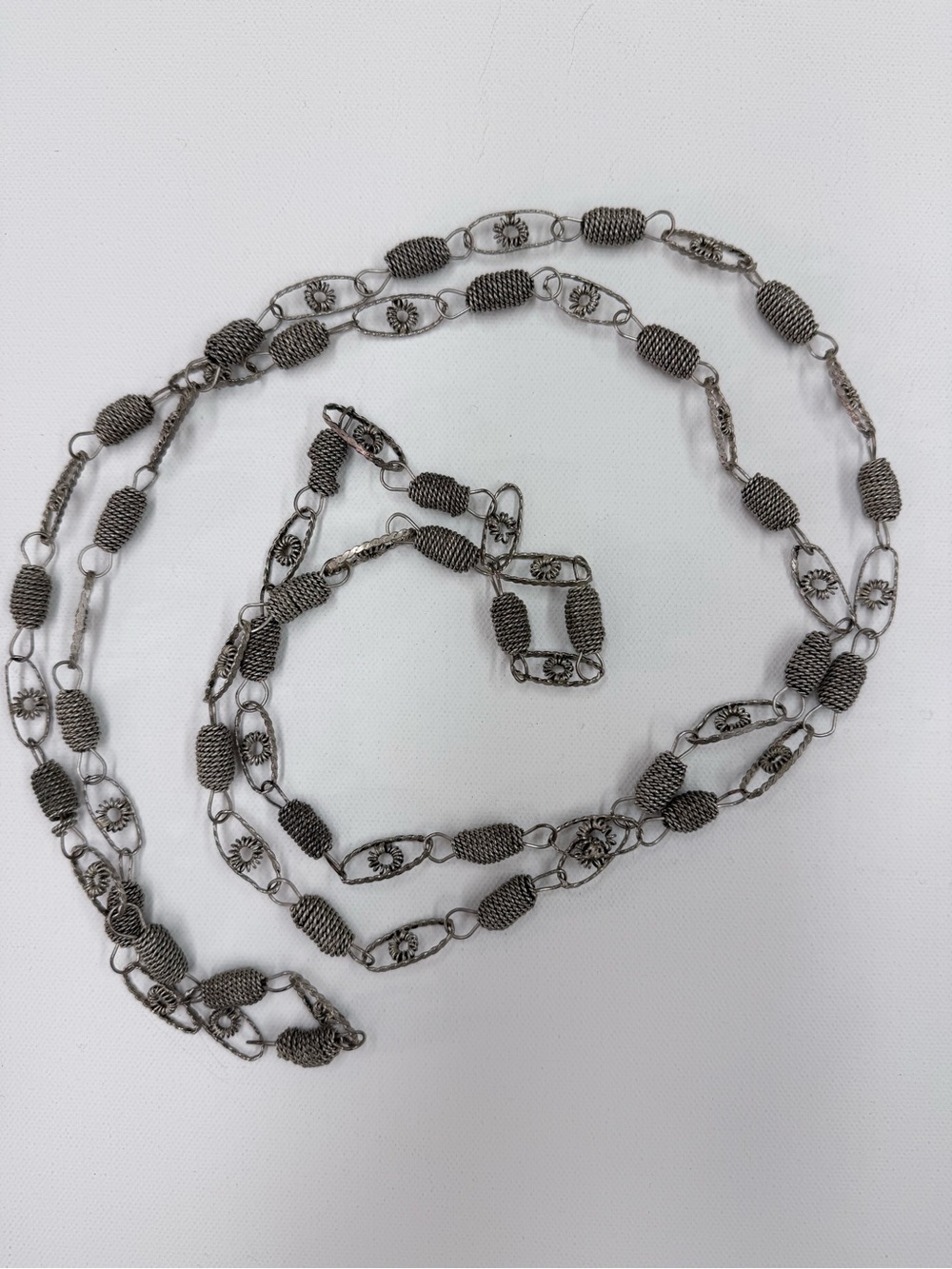 Mexican wedding necklace Silver Filigree Link Necklace
